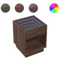 vidaXL Konferenčný stolík s nekonečnými LED hnedý dub 40x40x50 cm