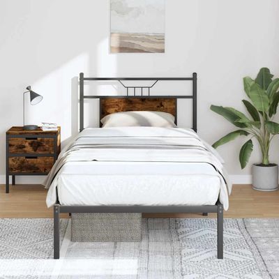 vidaXL Posteľný rám bez matraca dymový dub 80x200 cm kompozitné drevo