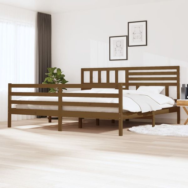 vidaXL Posteľný rám medový 180x200 cm Super King masívne drevo