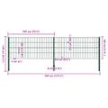 vidaXL Plotový panel so stĺpikmi, železný 349x80 cm, zelený