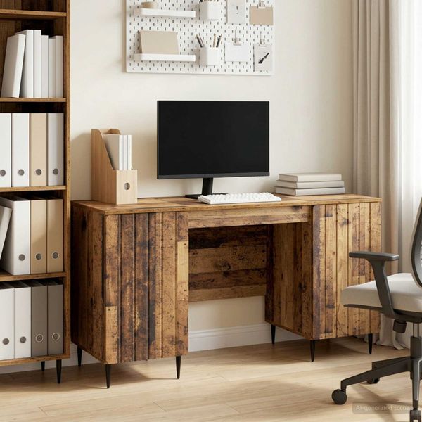 vidaXL Stôl s poličkou Staré drevo 142,5 x 50 x 75 cm Kompozitné drevo