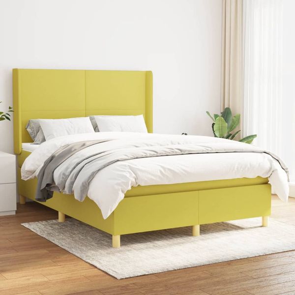 vidaXL Boxspring posteľ s matracom zelená 140x190 cm látka