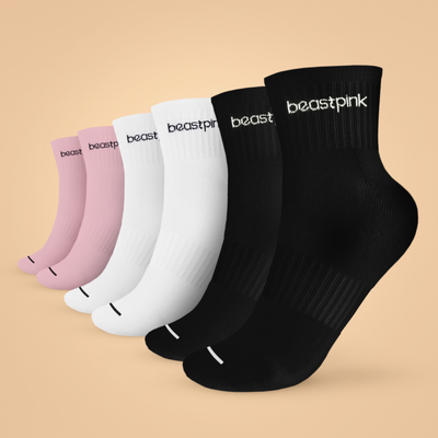 Ponožky Midhigh Socks 3Pack White Black Pink - BeastPink, veľkosť S, veľkosť oblečenia S