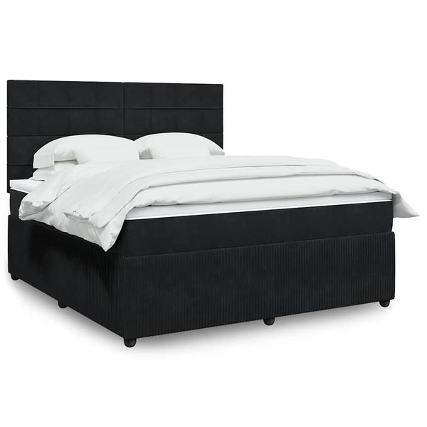 vidaXL Posteľný rám boxspring s matracom čierny 180x200 cm zamat