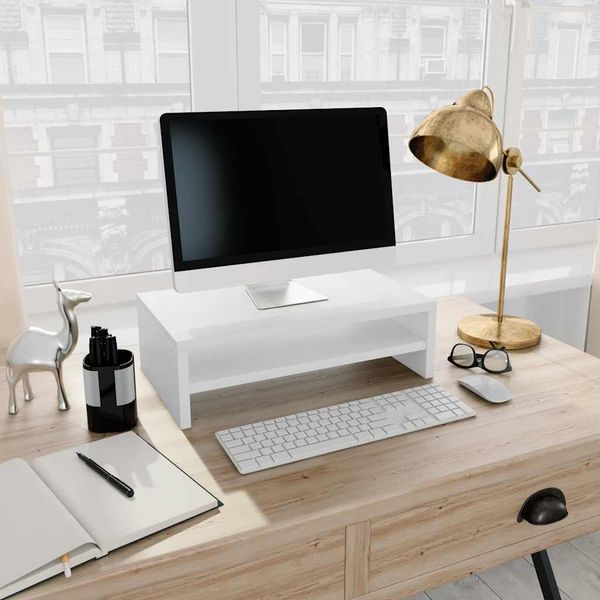 vidaXL Stojan na monitor, biely 42x24x13 cm, kompozitné drevo