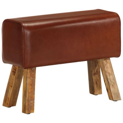 vidaXL Gymnastická lavica 58 cm, hnedá, pravá koža a mangový masív
