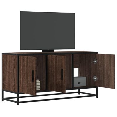 vidaXL TV skrinka hnedý dub 100x35x50 cm kompozitné drevo a kov