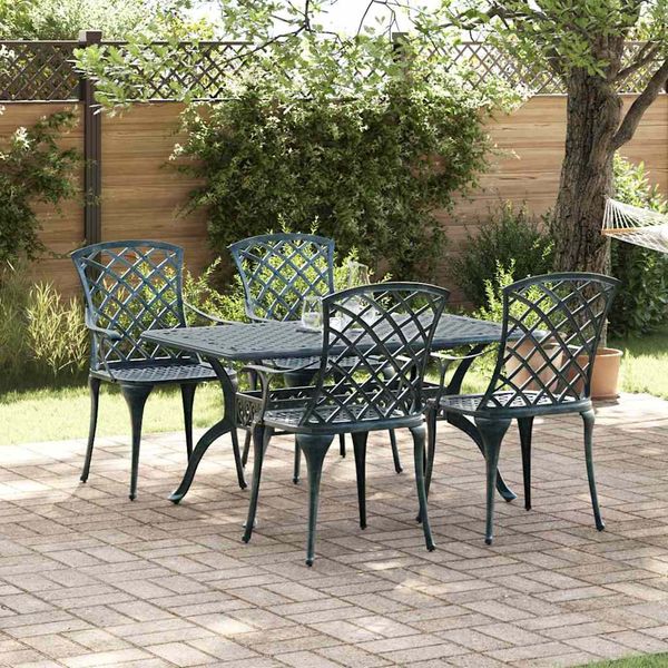 vidaXL Záhradná stolička 4 pcs Zelená 61 x 60,5 x 93cm Hliník
