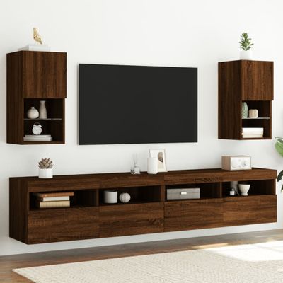 vidaXL TV skrinky s LED svetlami 2 ks hnedý dub 30,5x30x60 cm