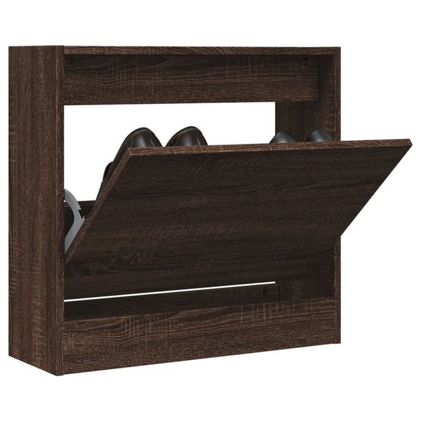 vidaXL Botník hnedý dub 60x21x57 cm kompozitné drevo
