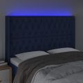 vidaXL Čelo postele s LED modré 163x16x118/128 cm látka