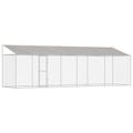 vidaXL Klietka pre psa s strechou Strieborná 800 x 200 x 256 cm