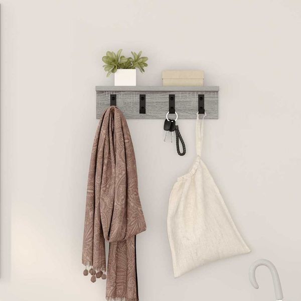 vidaXL Vešiak na stenu Nástenný Sivý Sonoma 40 x 10,5 x 10,5 cm