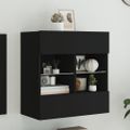 vidaXL TV nástenná skrinka s LED svetlami čierna 58,5x30x60,5 cm