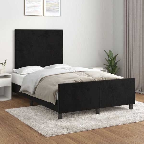 vidaXL Posteľ bez matraca čierna 120x200 cm zamat