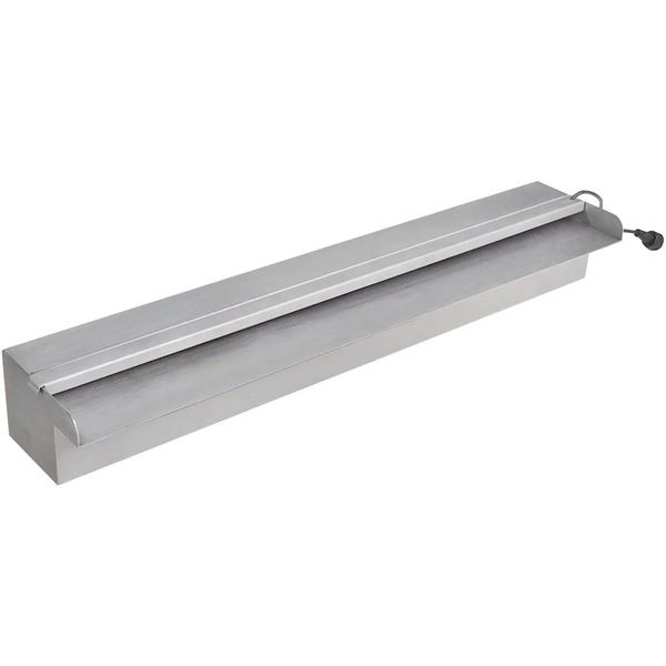Obdĺžniková bazénová fontána/vodopád s LED, nehrdzavejúca oceľ 60 cm
