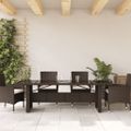 vidaXL Záhradný stôl so sklenenou doskou hnedý 240x90x75 cm polyratan