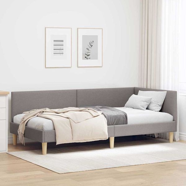 vidaXL Rohový rám postele Sivohnedá 90 cm x 200 cm Tkanina a preglejka