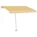 vidaXL Voľne stojaca ručne zaťahovacia markíza 350x250 cm, žlto biela