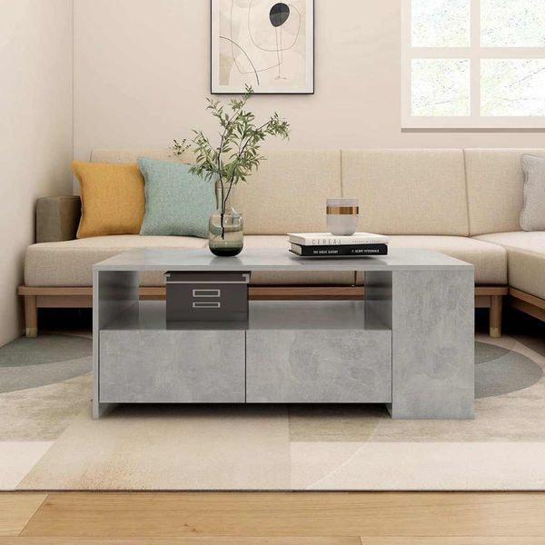 vidaXL Konferenčný stolík betónový sivý 102x55x42 cm kompozitné drevo
