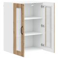 vidaXL Nástenný sklenený kabinet PORTO Remeselný dub 60 x 31 x 80 cm