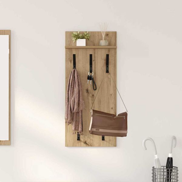 vidaXL Vešiak na stenu Remeselný dub 40 x 10 x 90 cm Kompozitné drevo
