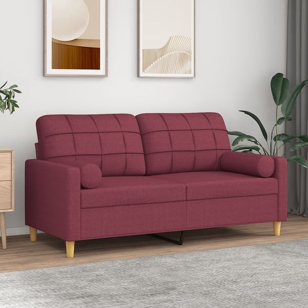 vidaXL 2-miestna pohovka s vankúšmi vínovočervená 140 cm látka