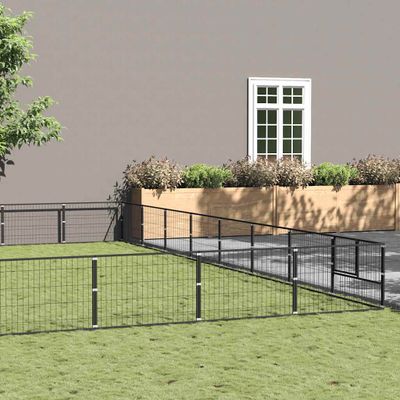 vidaXL Koterec pre psov čierny 72 m² oceľ