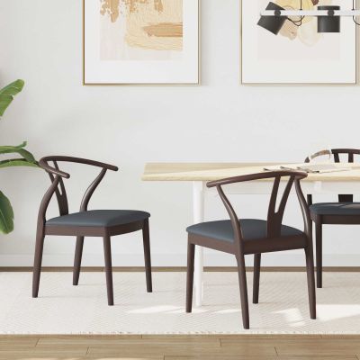 vidaXL Jedálenská stolička 2 pcs Svetlohnedá a čierna