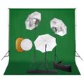 vidaXL Fotografické vybavenie s lampami, dáždnikmi, pozadím a reflektorom