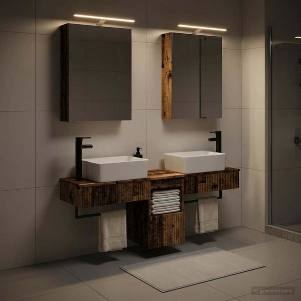 vidaXL Set kabinetov do kúpeľne 5 pcs Staré drevo 50 x 14,5 x 70 cm