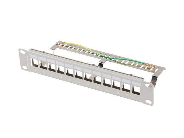 LANBERG PATCH PANEL 12 PORTOV 1U 10'' FTP PRE MODULY KEYSTONE ŠEDÝ V2