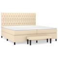 vidaXL Boxspring posteľ s matracom krémová 200x200 cm látka
