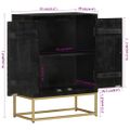 vidaXL Komoda s 2 dverami čierno-zlatá 55x30x75 cm masívny mangovník