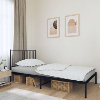 vidaXL Kovový rám postele s čelom čierny 107x203 cm