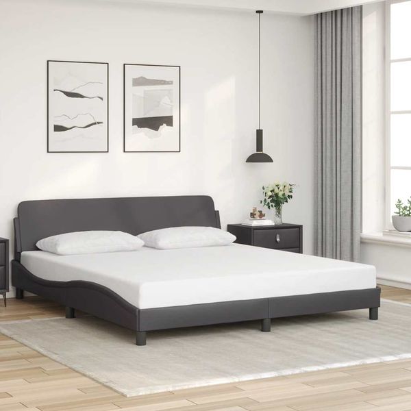 vidaXL Rám postele Dover sivý 180x200 cm umelá koža