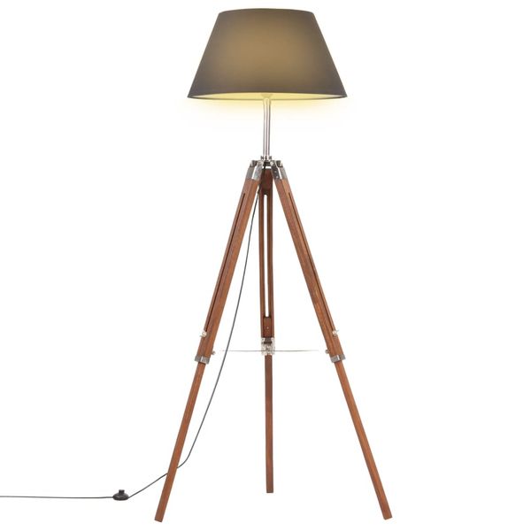 vidaXL Lampa na statíve medovo-hnedá a čierna 141 cm teakový masív