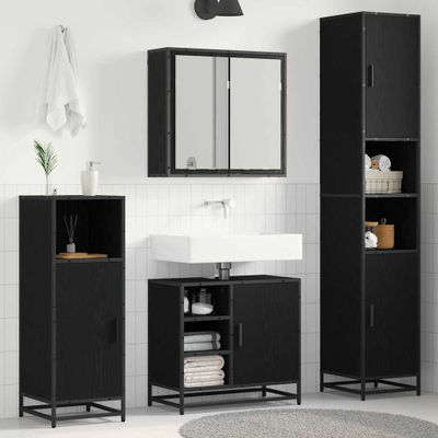vidaXL Sada kúpeľňového nábytku 3 pcs Čierny dub Kompozitné drevo