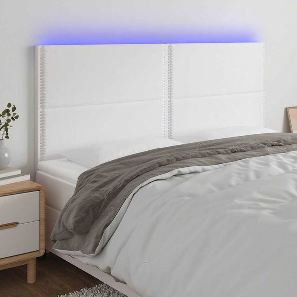 VidaXL Čelo postele biele 160x5x118/128 cm umelá koža