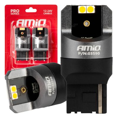 LED CANBUS PRO series 7440 WY21W 4x3030 SMD oranžová 12/24V CANBUS AMiO-03590