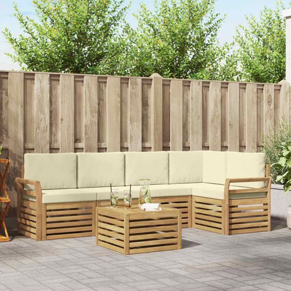vidaXL Záhradná súprava gaučov 6 pcs Biela a krémová 59 x 59 x 37 cm
