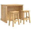 vidaXL Kuchynský ostrovný set 3 ks Medový vosk 112 x 77 x 91,5 cm