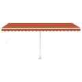vidaXL Samostatne stojaca automatická markíza 500x350cm oranžovo-hnedá