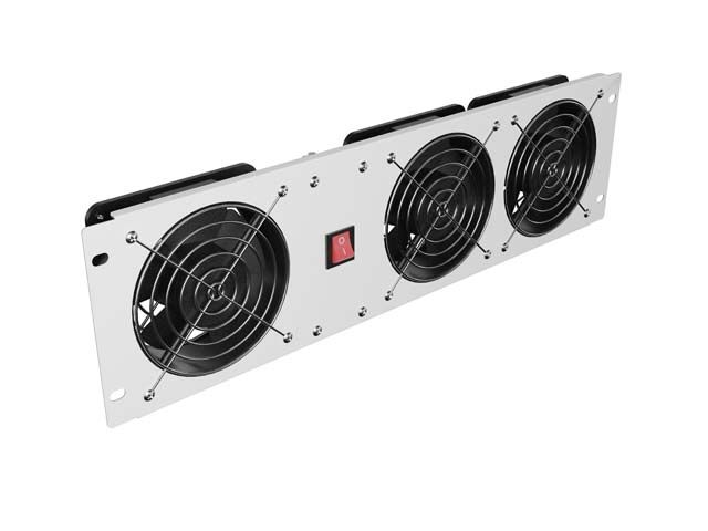 Vertikálny ventilačný panel 19'' 3U pro rack tri ventilátory 230V šedý lanberg