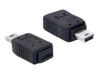 USB adaptér - mini-USB typ B (samec) na Micro USB typ B (samica) - čierna