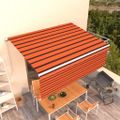 vidaXL Ručne zaťahovacia markíza s tienidlom 4,5x3 m oranžovo-hnedá
