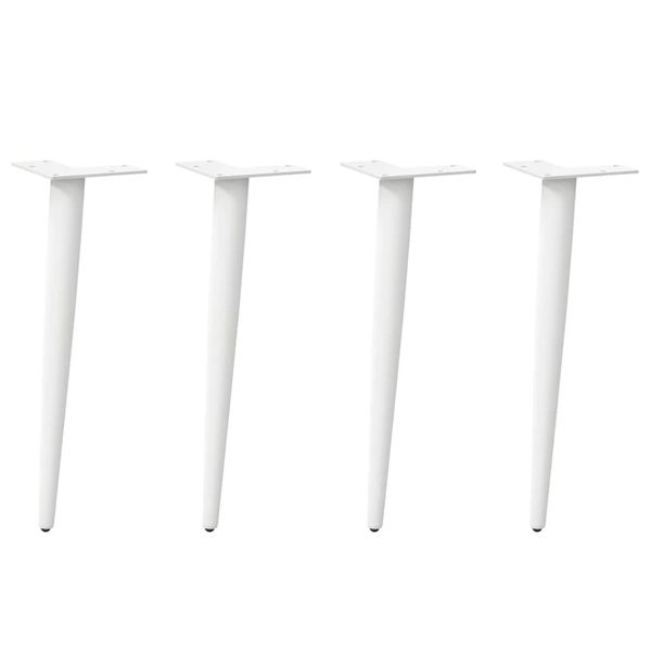 vidaXL Nohy konferenčného stolíka, kužeľovitý tvar, 4 ks, biele, 42-43 cm, oceľové
