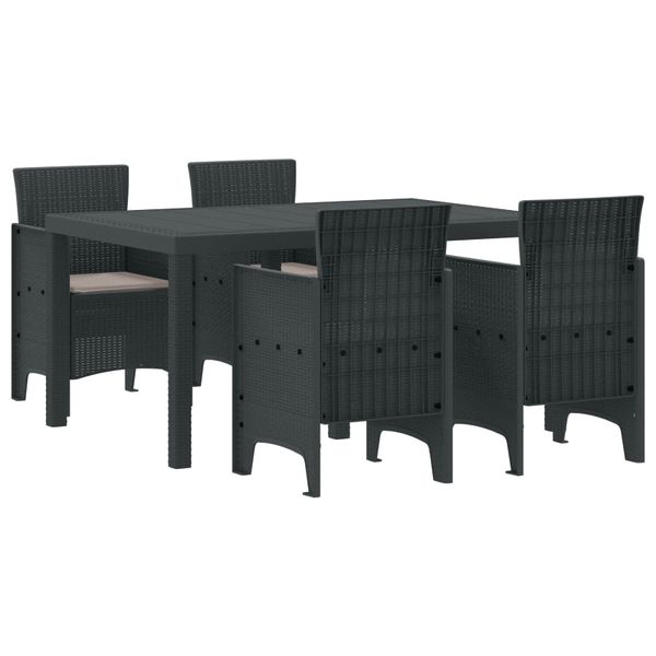 vidaXL Záhradný jedálenský set 5 pcs Antracit Polt ratan