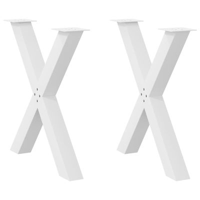 vidaXL Nohy k jedálenskému stolu v tvare X, 2 ks, biele, 80 x (72-73) cm, oceľové