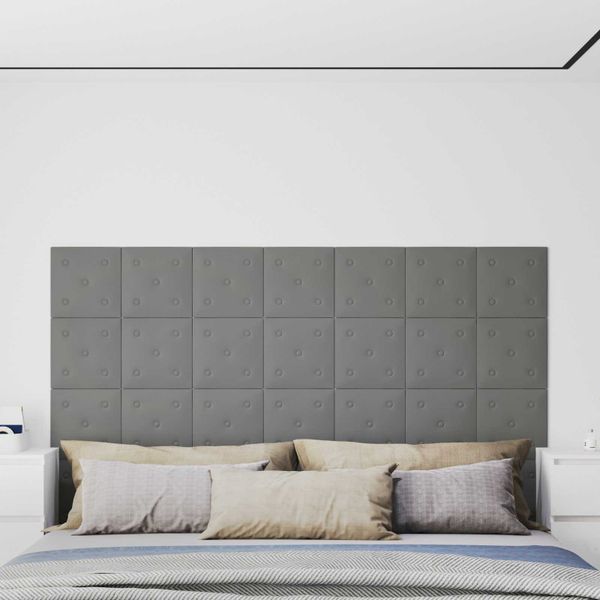 vidaXL Nástenný čelník 12 pcs Biely 30 x 30 cm Umelá koža